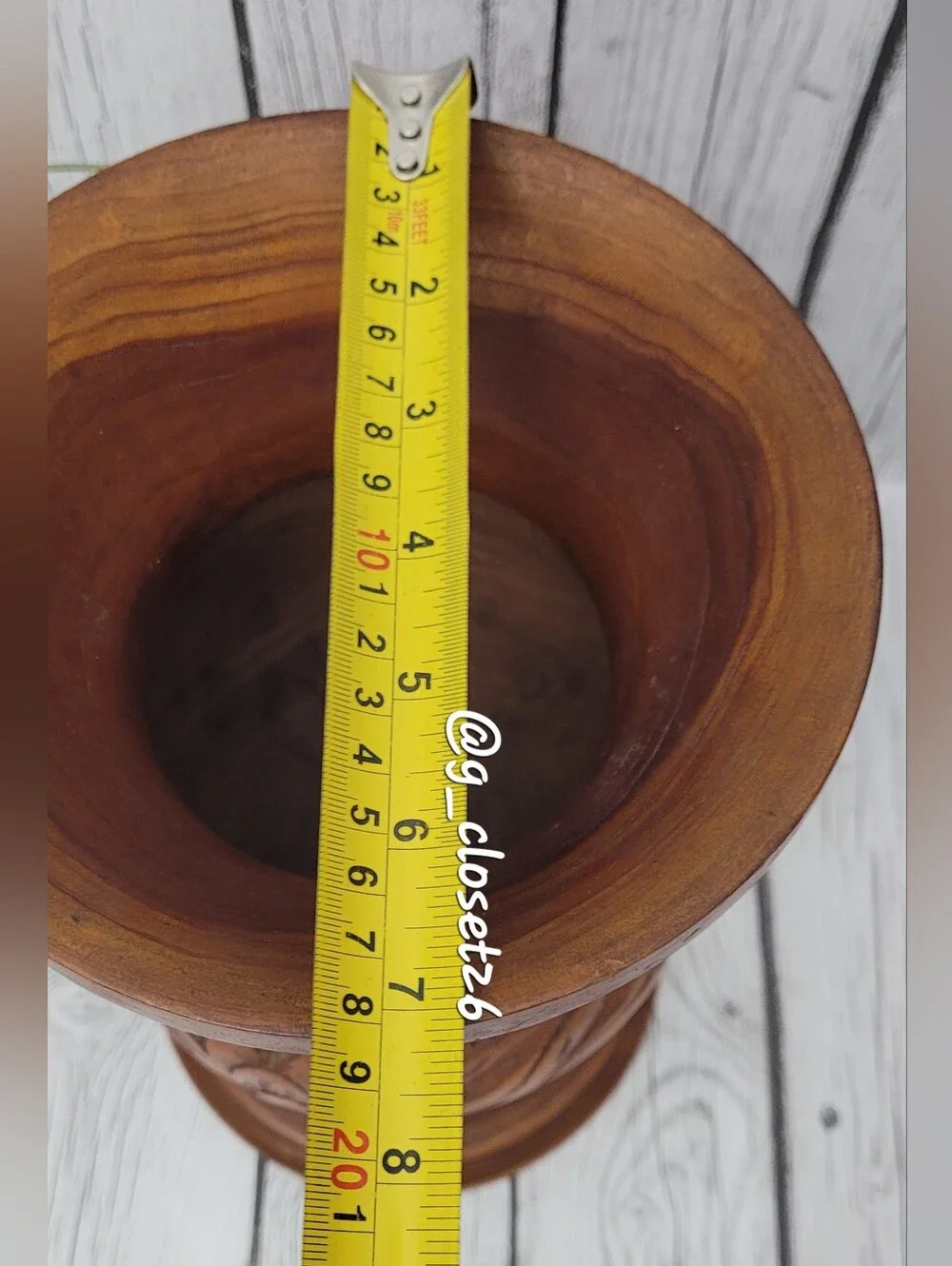 Handcrafted Brown Carved Wood Decorative Urn - Home Accents